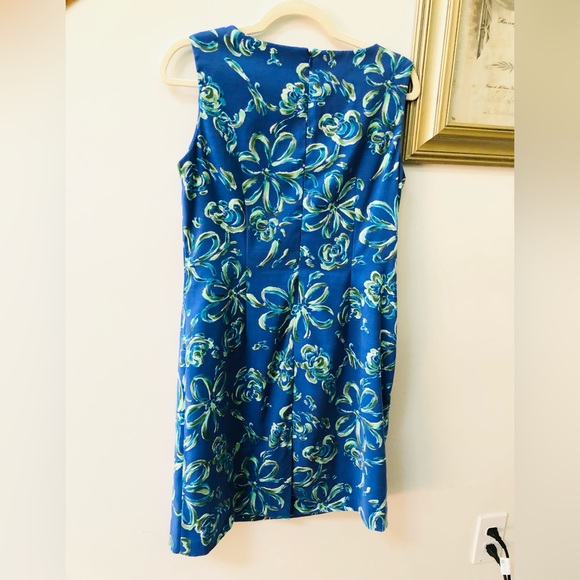 John Roberts Brightly Colored Abstract Floral Sleeveless Dress Back Zipper - Picture 2 of 3